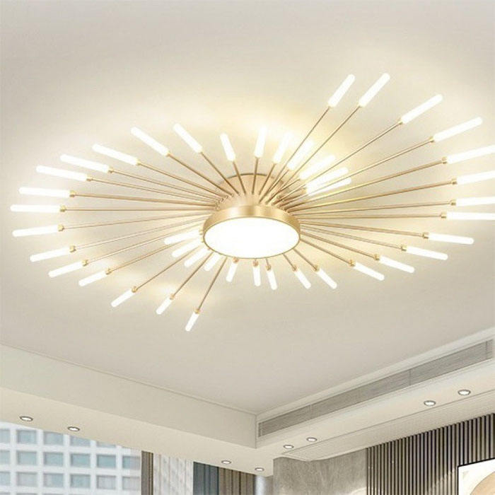 Luxury LED Multi Head Fireworks Chandelier Ceiling Pendant Light (White & Golden) - Image 3