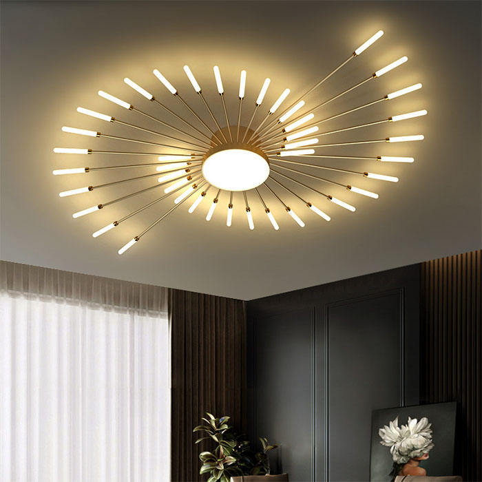 Luxury LED Multi Head Fireworks Chandelier Ceiling Pendant Light (White & Golden)