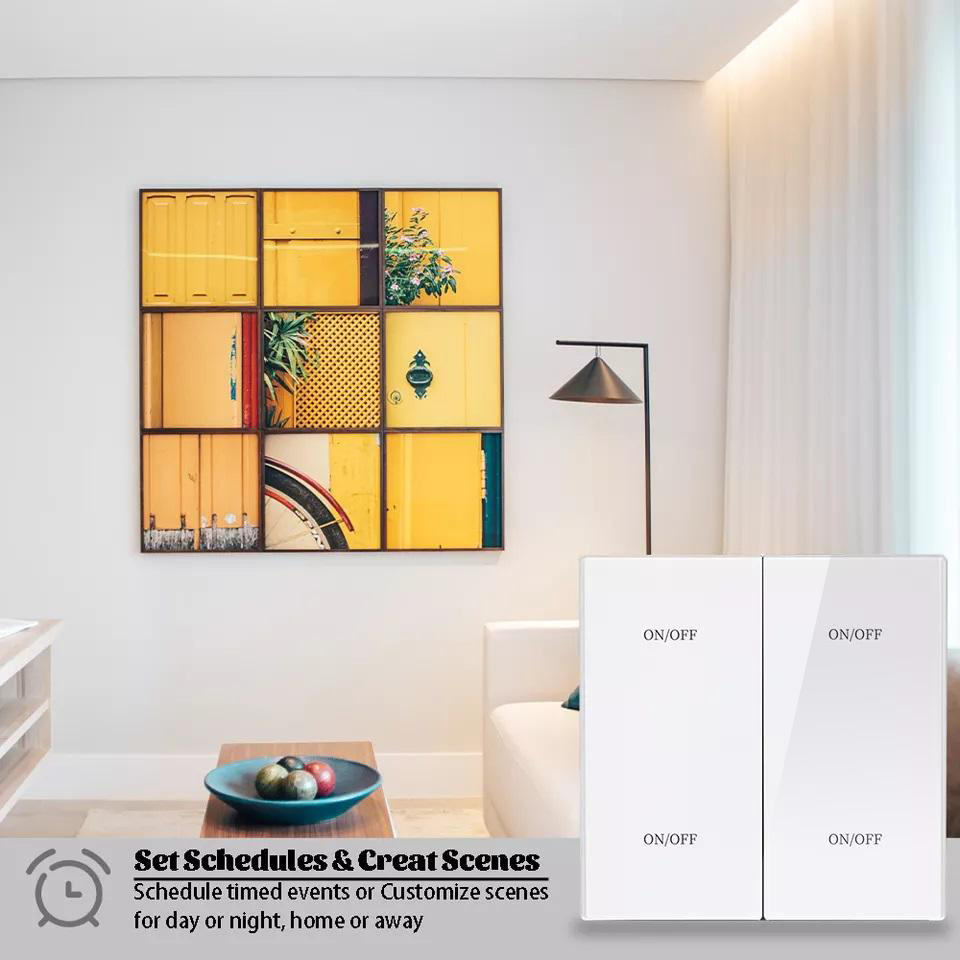 Glomarket AG Glass Smart Wall Light Switch – Neutral Wire Support, Wireless Remote & Voice Control with Google Alexa - Image 4