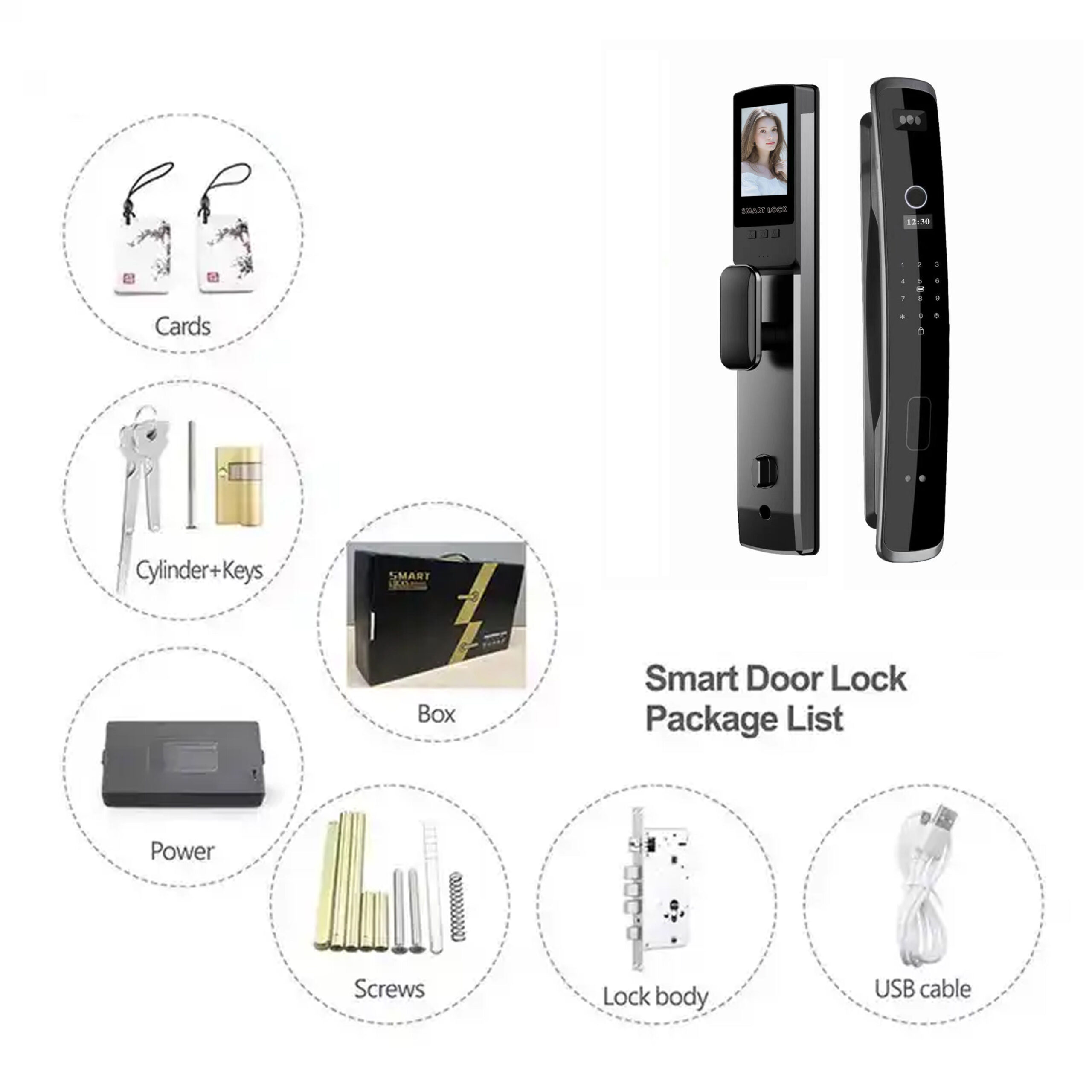 Wishome WiFi App 3D Face Recognition Smart Door Lock – Fully Automatic Digital Fingerprint Lock with Camera & Doorbell - Image 8