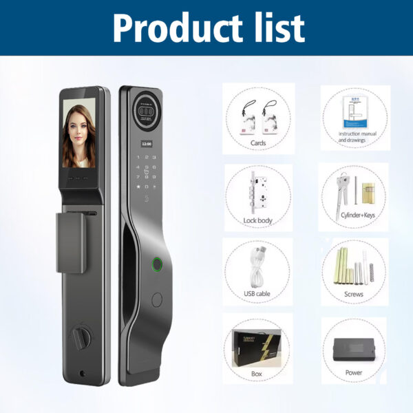 Tuya WiFi Smart Door Lock with Camera 3D Face Fingerprint Palm Intercom ...