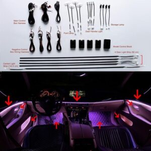 Car Interior LED Ambient Light RGB – 64 Colors Universal Atmosphere Decoration Lighting for All Cars