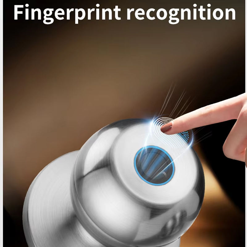 Cost-Effective TUYA App Smart Fingerprint Door Lock – Keyless Round Knob Smart Lock for Wooden Door, Aluminum Alloy