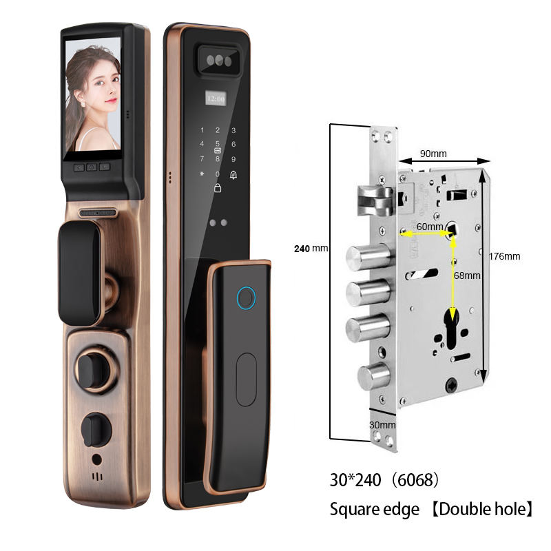 Rebekey Fashion Home 3D Face Smart Lock Built-In Video Call HD Smart Camera Fingerprint Card Password Security Smart Lock - Image 6