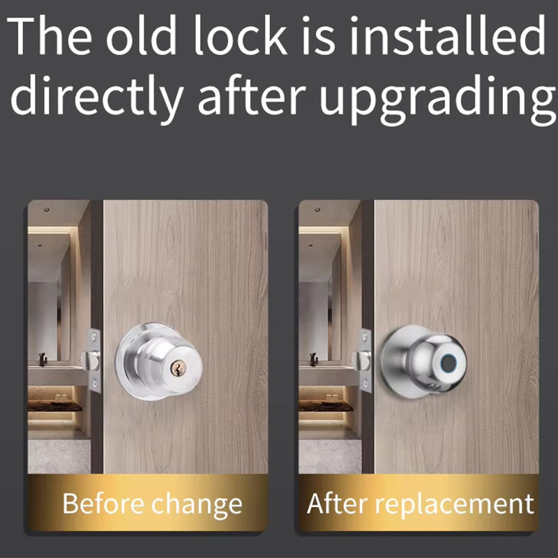 Cost-Effective TUYA App Smart Fingerprint Door Lock – Keyless Round Knob Smart Lock for Wooden Door, Aluminum Alloy - Image 5