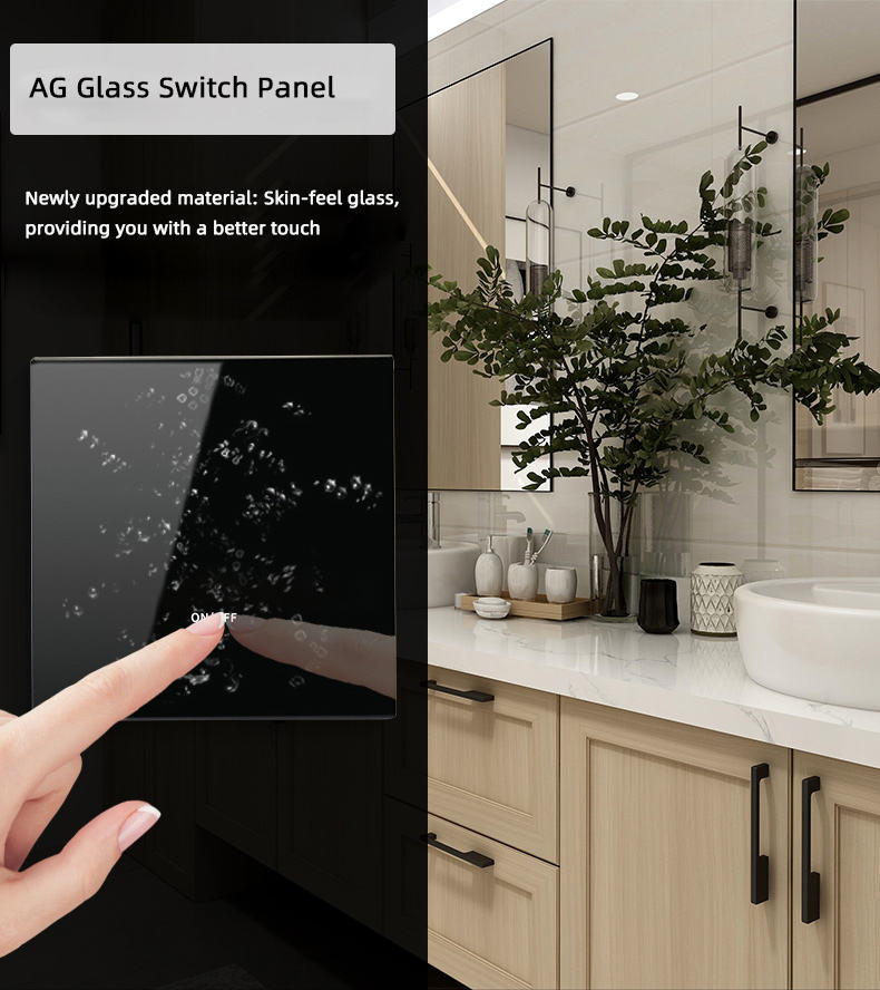 Glomarket AG Glass Smart Wall Light Switch – Neutral Wire Support, Wireless Remote & Voice Control with Google Alexa - Image 2