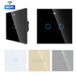 Bingoelec Tuya Smart WiFi Touch Light Switch 10A – EU/UK Glass Panel LED Wall Touch Switch for Home