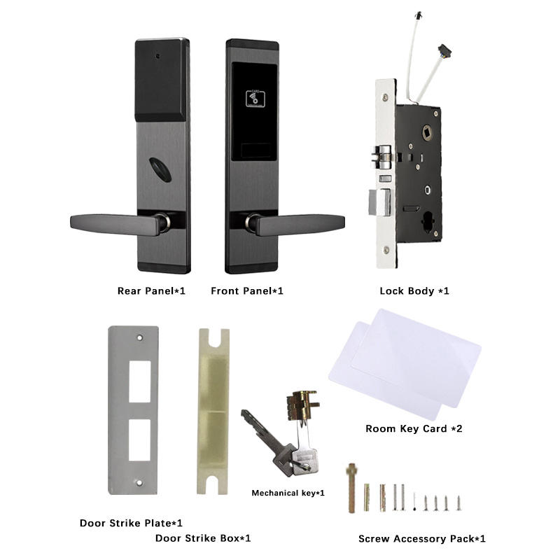 Modern Stainless Steel RFID Smart Lock for Wooden Door – Hotel Access Control Card System with Cloud Software (T57) - Image 4