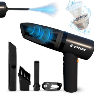 Gotech [VC1001] Portable Cordless Vacuum Cleaner 6000Pa Strong Suction | Dual Filter | Rechargeable Handheld Car Vacuum